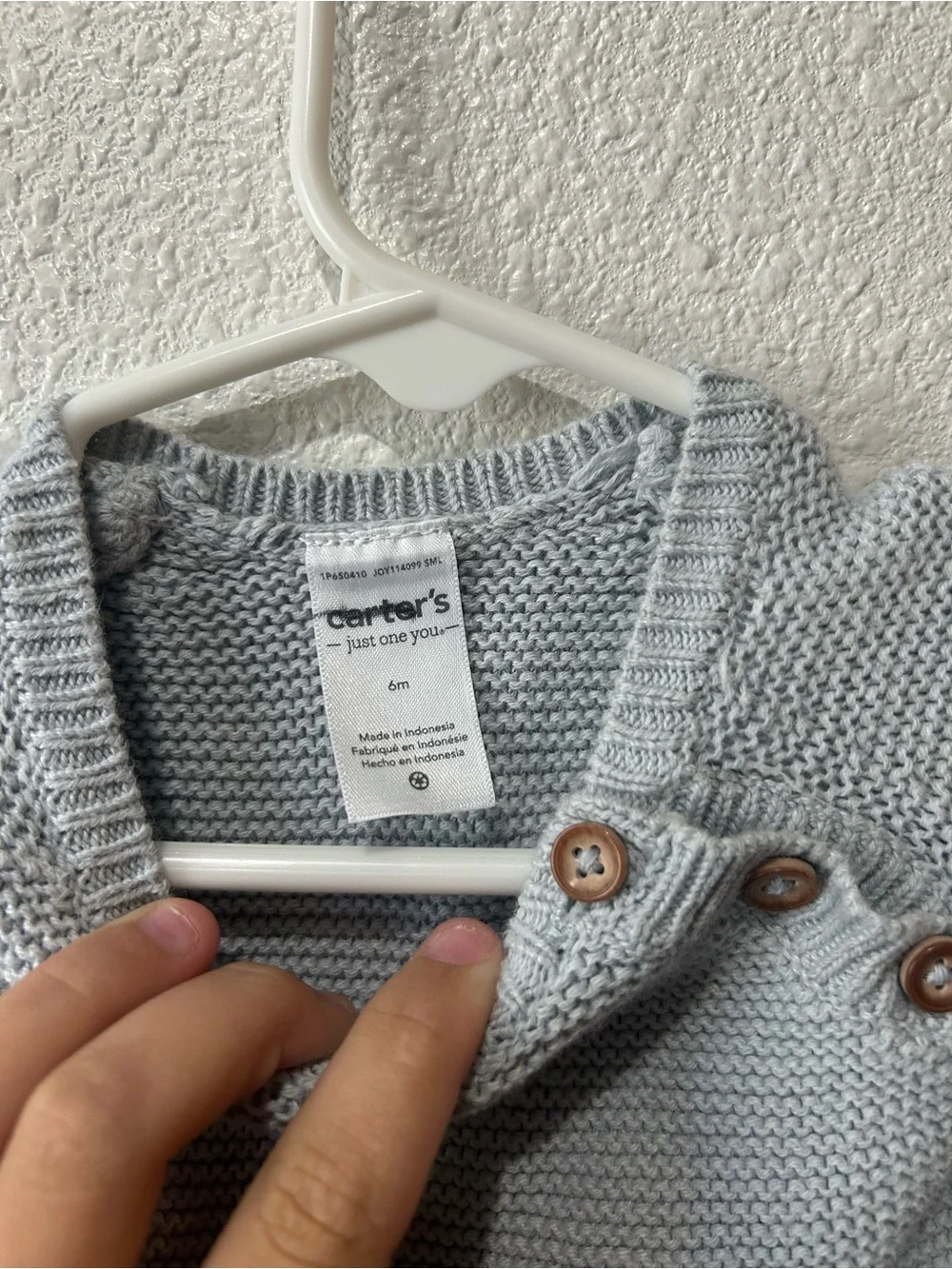 Knit Baby One-Piece Romper in Light Gray